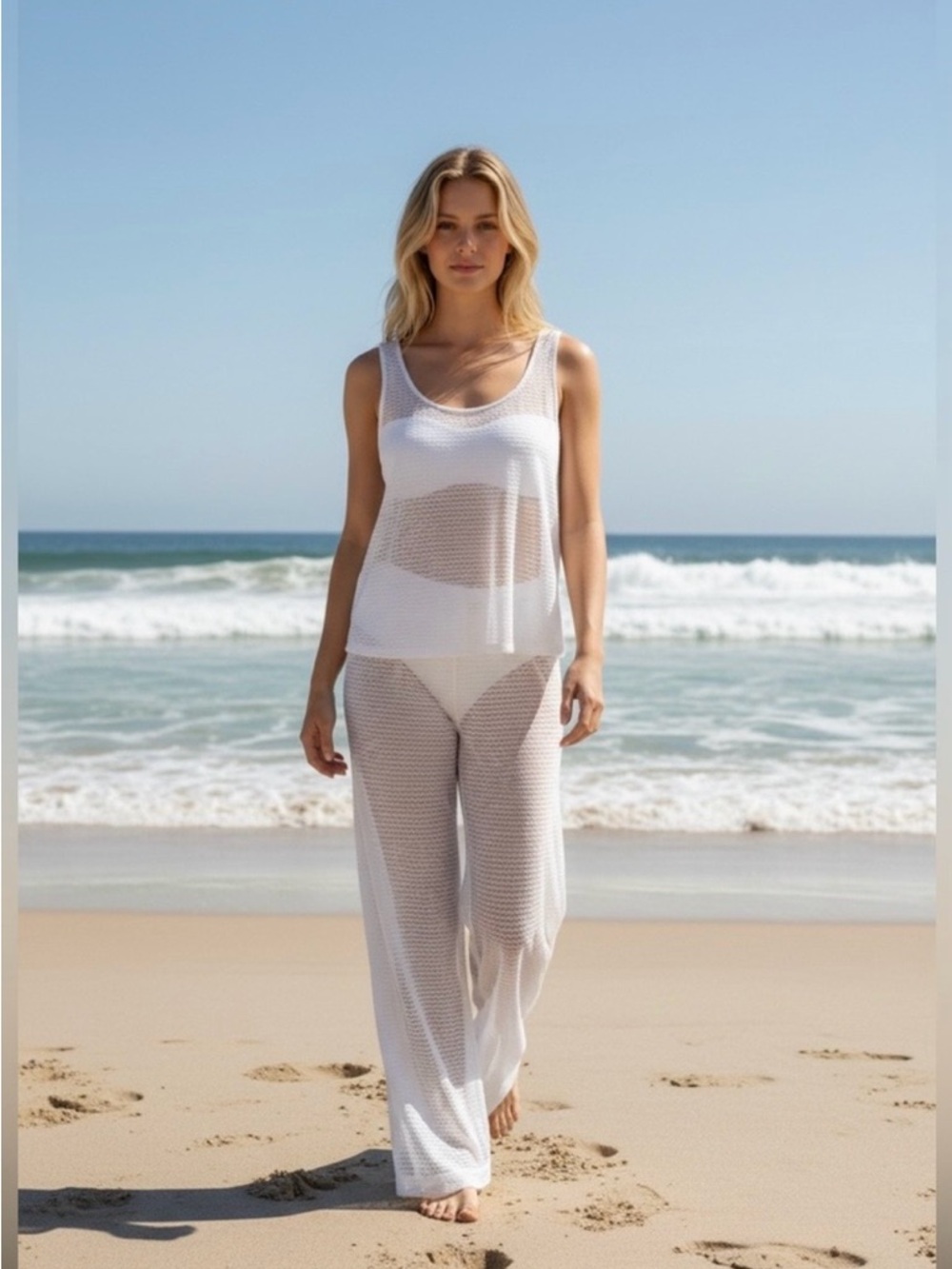 Hurley White Crochet Cover Up Set XL XXL Resort Beach Pool NWT